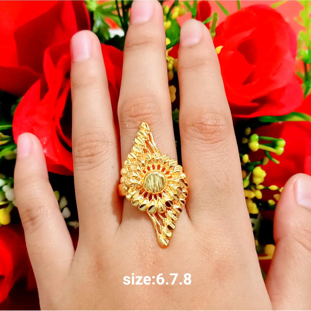 Cincin Dewasa Dubai Polos Perhiasan Wanita Gold dan Silver limited edition (COD)