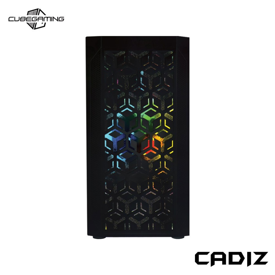 CUBE GAMING CADIZ Black - mATX - LEFT SIDE GLASS DOOR - Dust Filter - PSU Cover - Free 1 pcs RAINBOW