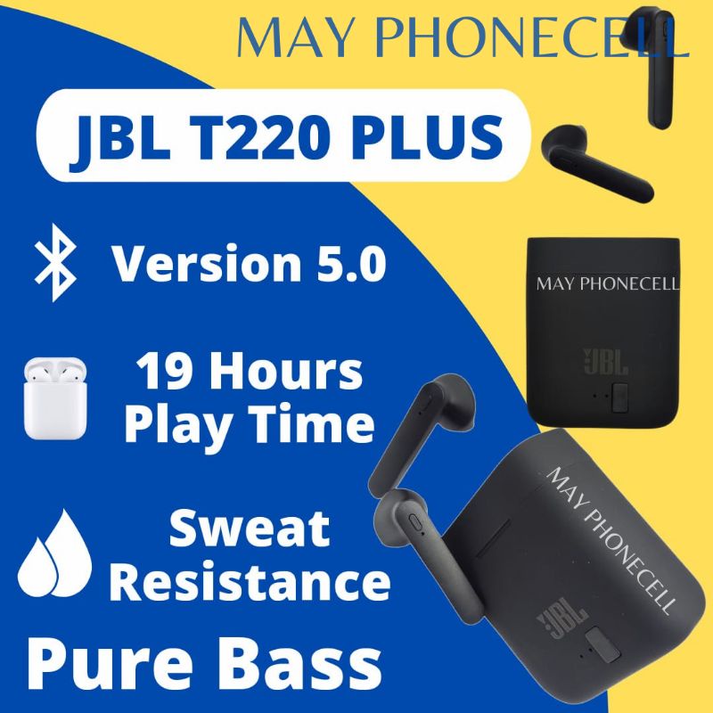 Headset Handset Henset Earphone Bluetooth Blutut Wireless JBL T220plus by Harman Murah Bass Kenceng