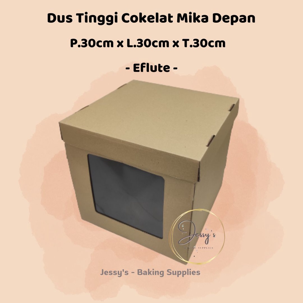

Dus Box Kotak Kue Cake Tinggi Eflute 30 x 30 x 30 Cokelat