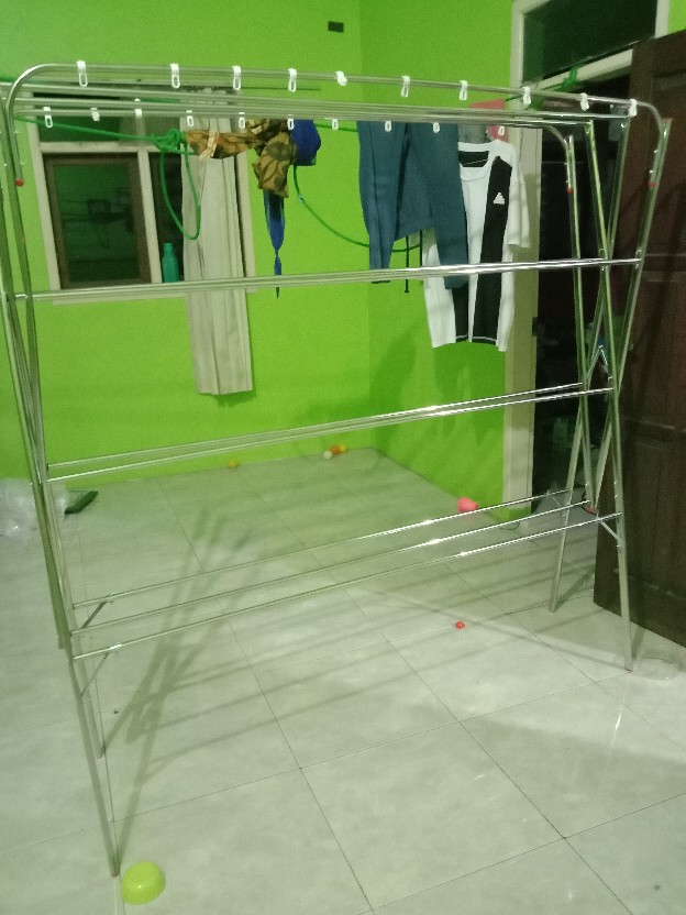 Promo Menarik Jemuran Baju Pakaian Stainless 12 Palang Anti Karat Super Murah - Mustang