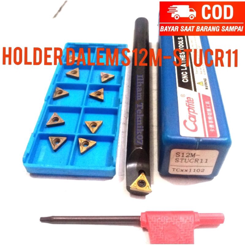 holder bubut dalem holder set insert Carbide holder S12-STUCR11 SET INSERT TCMT11 CARBIDE PAHAT BUBU