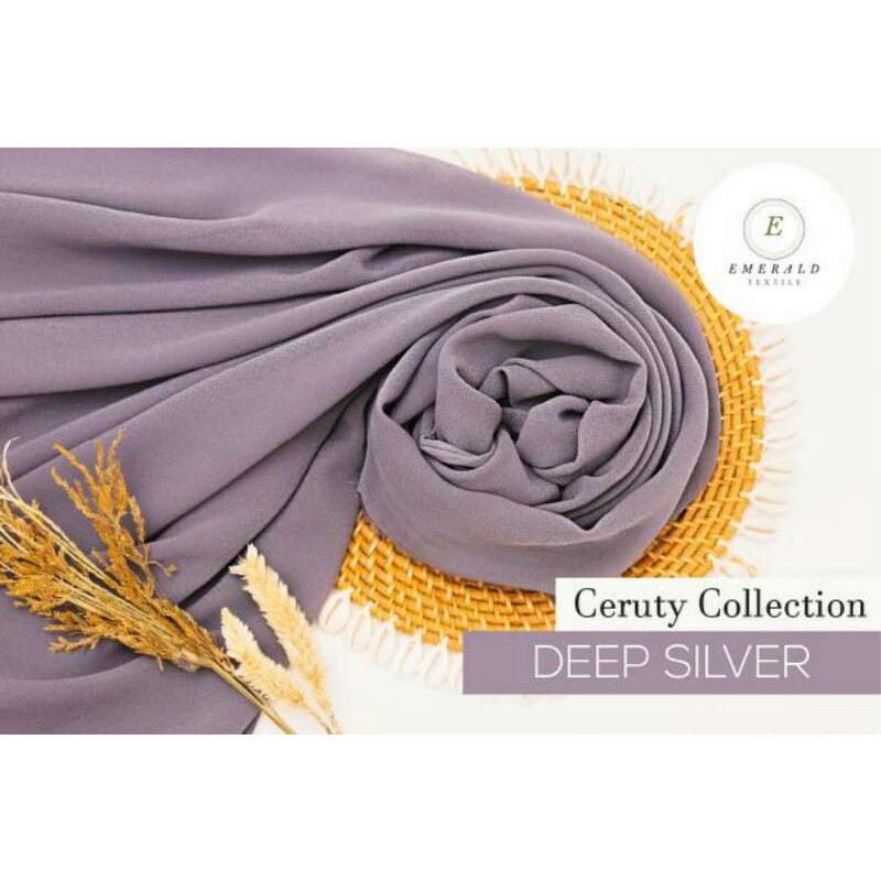 SETENGAH METER Kain Sifon Ceruty Tile Premium - Deep Silver ( HARGA PER 50cm KAIN )