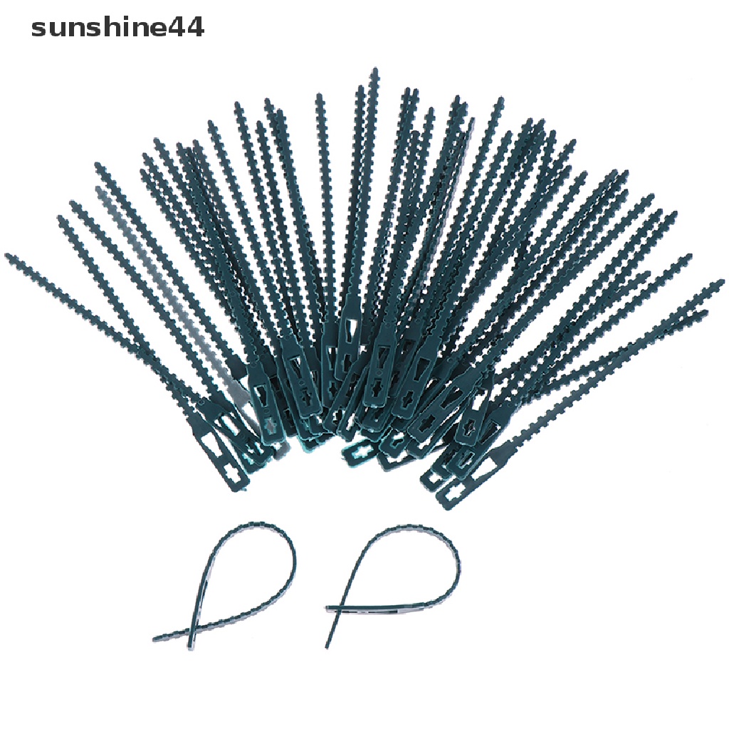 Sunshine 50pcs Kabel Ties Plastik Adjustable Reusable Untuk Pohon / Tanaman Rambat