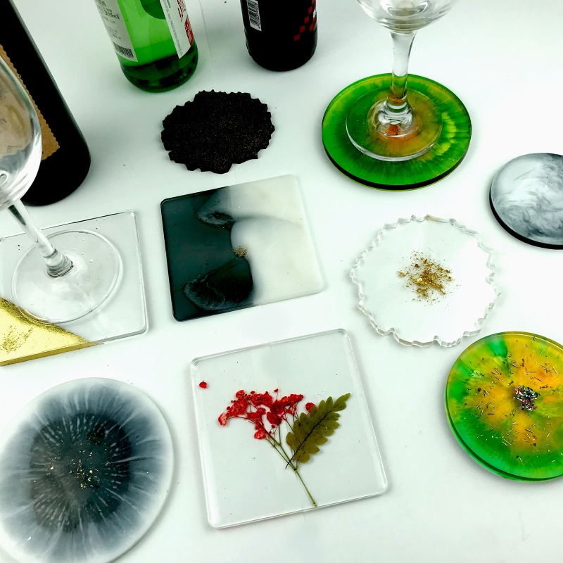 Cetakan Resin Epoksi Bentuk Bulat Persegi Bahan Silikon Untuk Membuat Coaster
