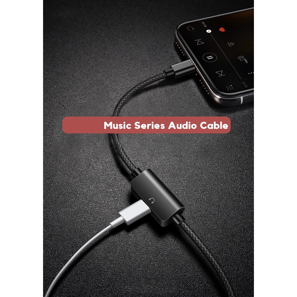 Kabel Charger Splitter Audio dan Pengisi Daya 2A 1 Meter untuk iPhone CALYU