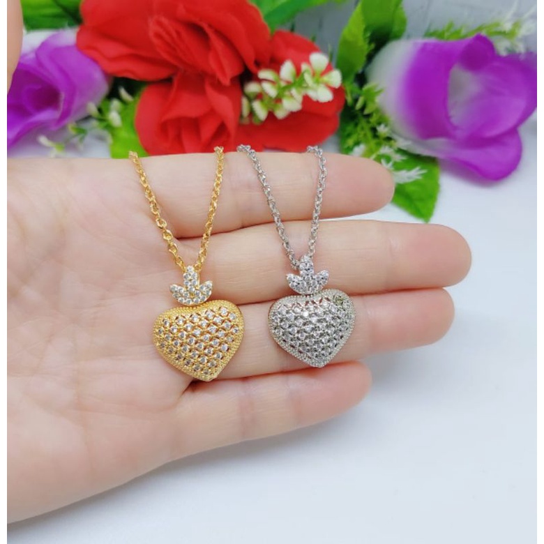 Set Kalung+Liontin Love Xuping Permata Lapis emas 18k