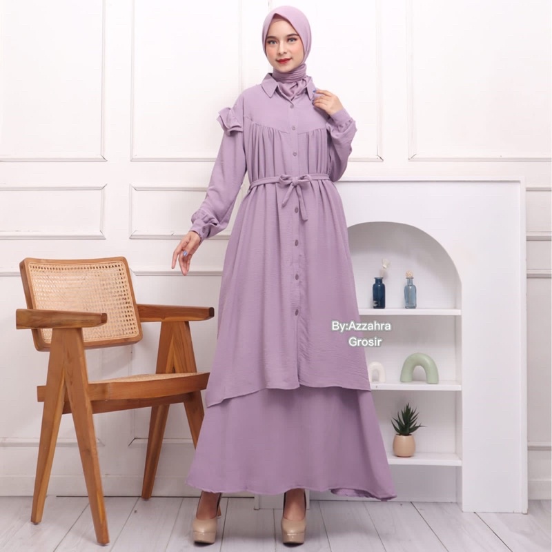 Adiba Set Ld120 - Set Rok Crinkle Air Flow Jumbo Bigsize Oversize Busui / 352-6858