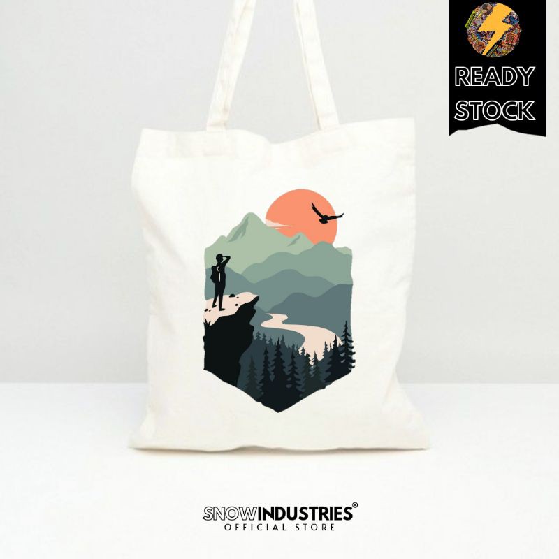 Tote Bag Wanita Pria Kanvas Premium Artsy Wild Oak