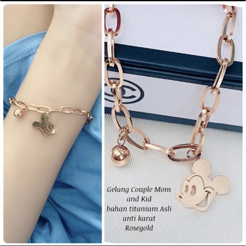 COD gelang tangan wanita mickey terlaris titanium asli anti karat import