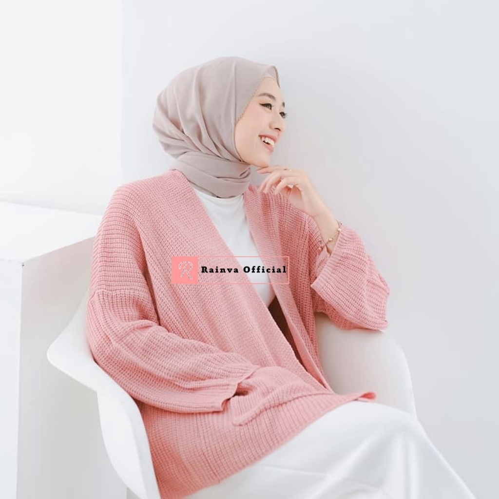 LAVELA CARDIGAN RAJUT OVERSIZE TEBAL 7 GAUGE CARDY OUTHER BASIC ATASAN WANITA