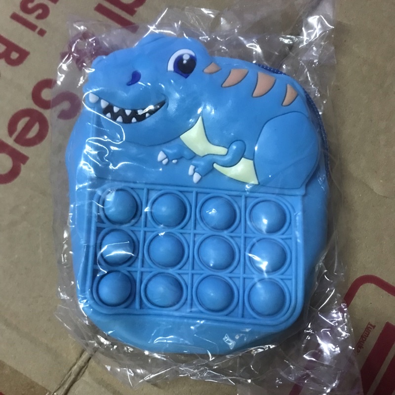 [BISA MENYALA] Tas Pop it LED Bisa Menyala Fidget Push Popit Mainan Pop it-Tas Dino Biru LED