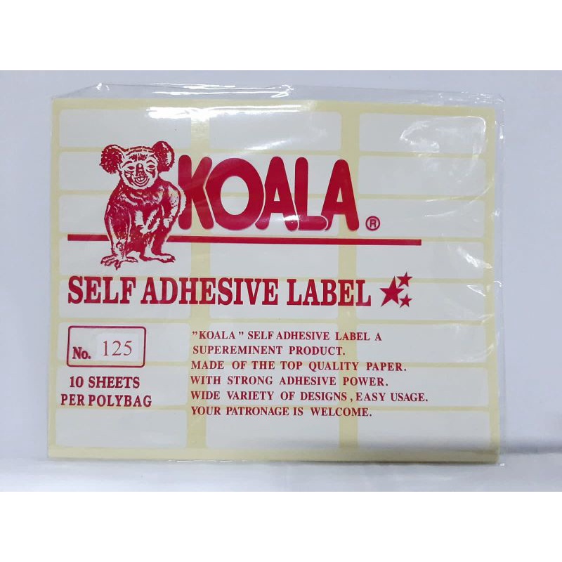 

kertas stiker label koala 125 pak 1si a10 sheet