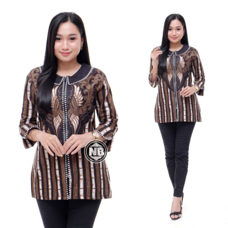 tey-17 Batik wanita ASJ SA HRB026 Kenongo Kemeja Tosca Pendek-5