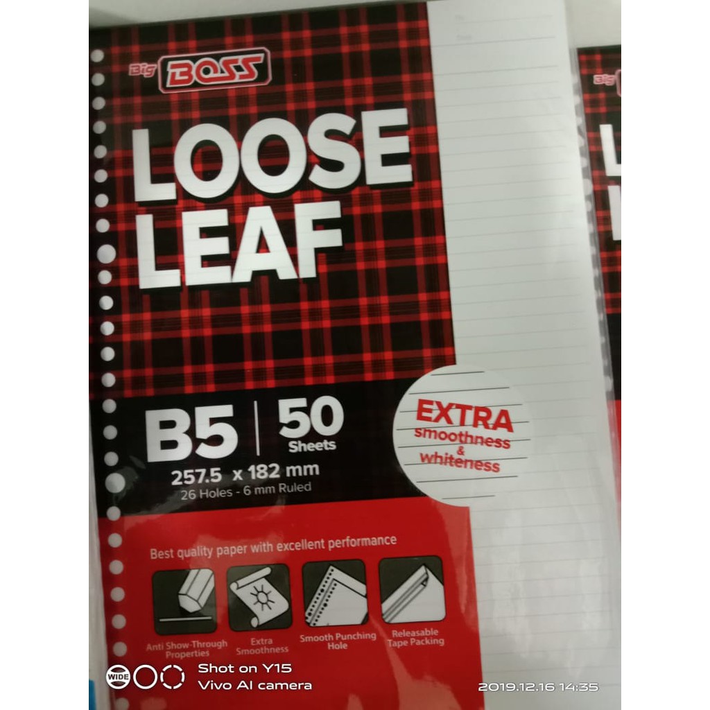 

LOOSE LEAF B5 BERGARIS 50 LEMBAR WHITE