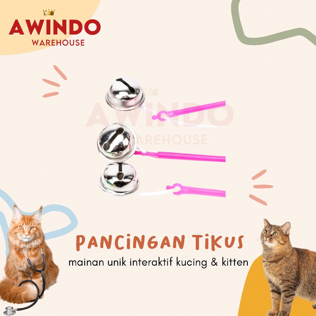 PANCINGAN TIKUS - Mainan Kucing Pancing Tikus Bulu Lonceng Cat Toy