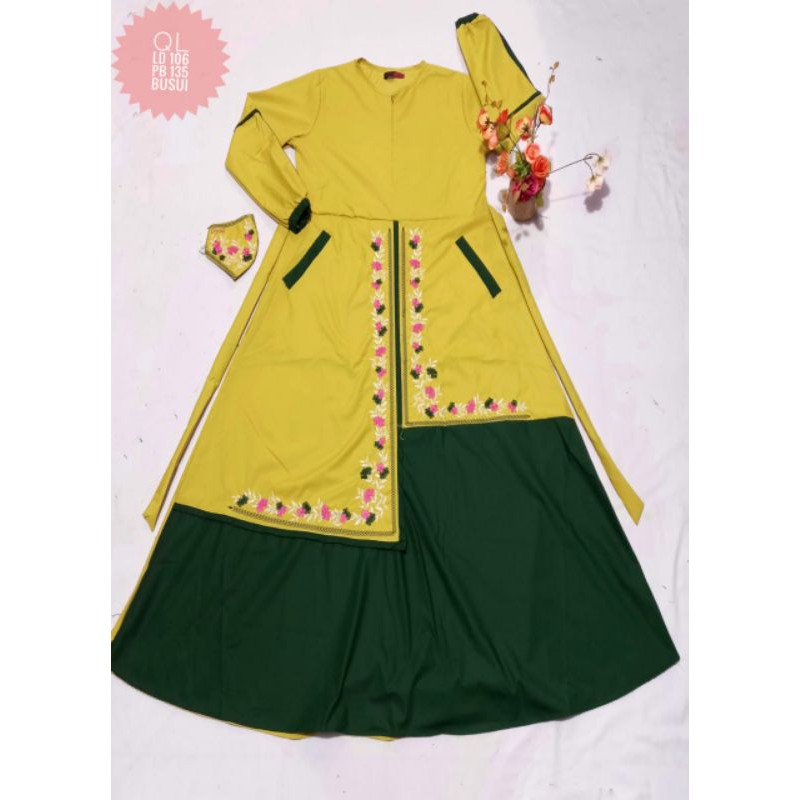 gamis toyobo crystal bordir cantik matt toyobo  +masker bordir