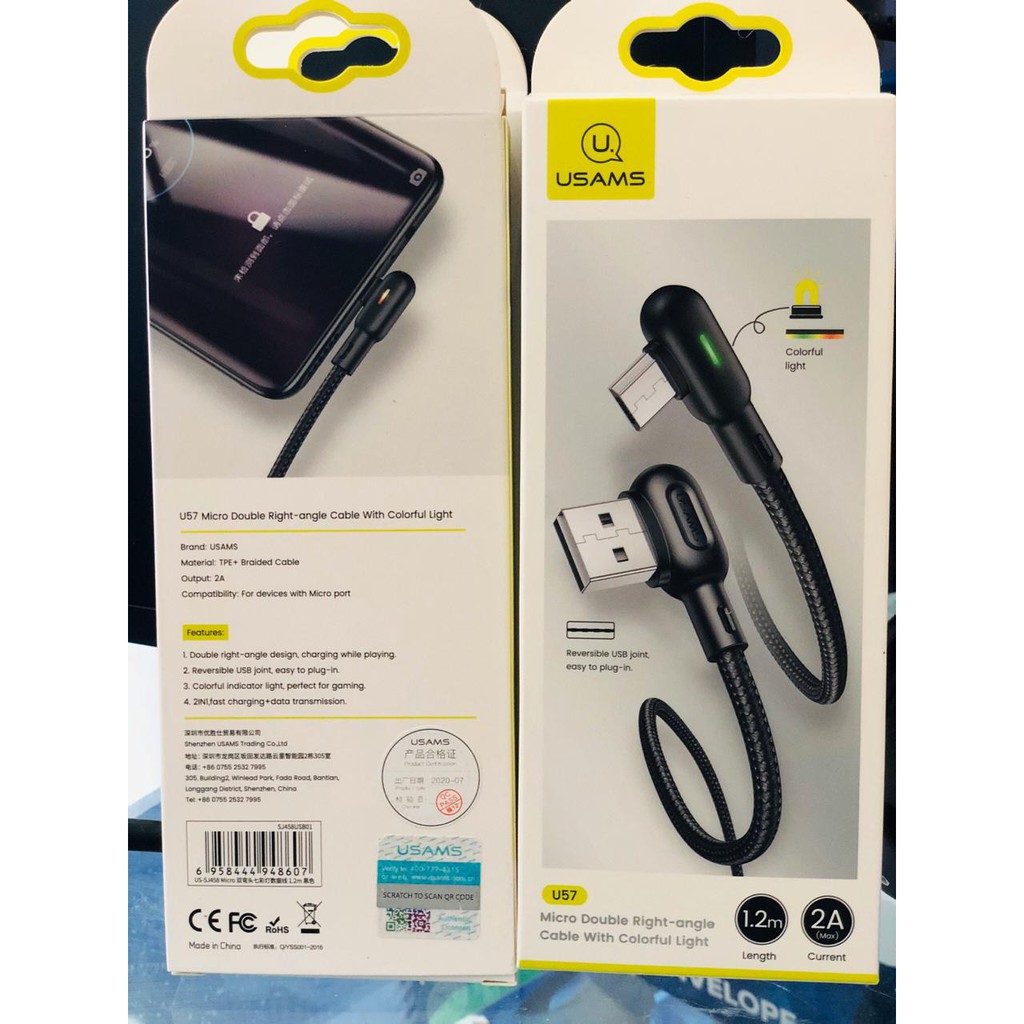 KABEL DATA USAMS U57 MICRO USB DOUBLE RIGHT-ANGEL
