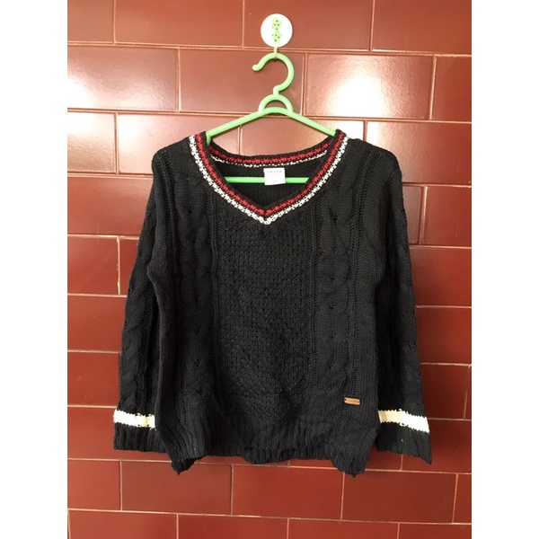preloved sweater rajut kepang navy academia