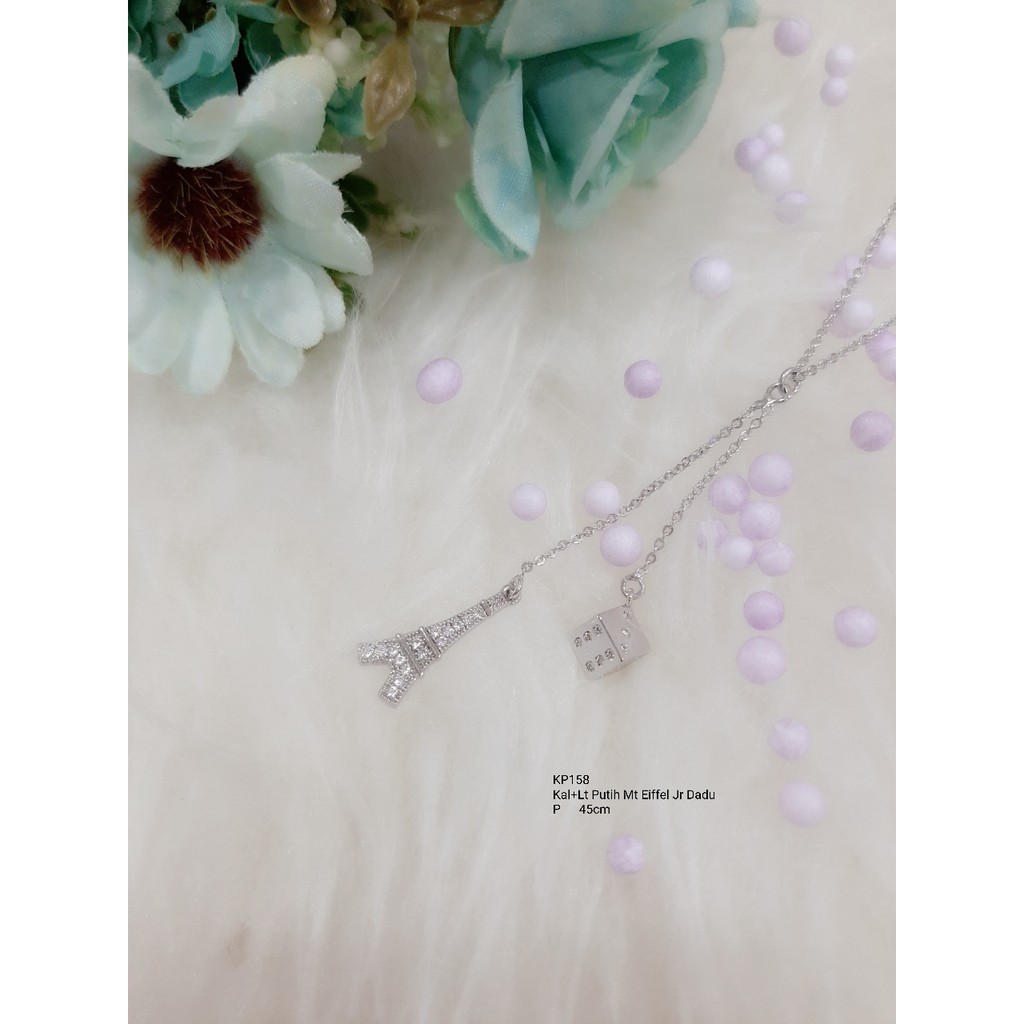 Kalung dan Liontin Putih Xuping Mt Jr Eiffel Dadu KP158