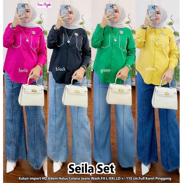 SEILA SET /SETELAN JEANS ORI/SETELAN CEWEK HIJAB TERKiNI/JIHAN SET