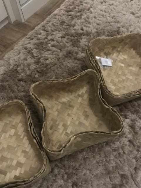 (b2501) Sepasang Besek Natural 25x25x8 Besek Anyaman Bambu Murah Besek Unik Besek Bambu Jumbo Besek