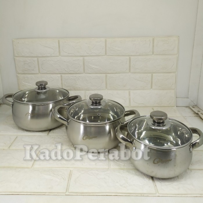 panci calypso stainless tutup kaca - panci stainless calypso-panci sop MEGA STORE