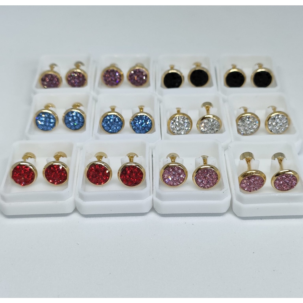 ANTING TUSUK BAHAN TITANIUM PERMATA WARNA WARNI ( SEPASANG )