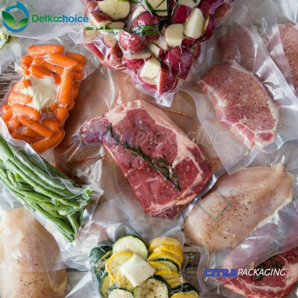 

Plastik Vakum Vacum Vacuum Bag Makanan Emboss Embos Embossed / 1 Pack Isi 100 Pcs - Delkochoice