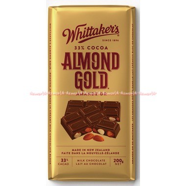 Whittaker's Almond Gold 200gr Cokelat Premium Import Coklat Rasa Kaca Almon Whittakers Witakers Cocoa Kokoa