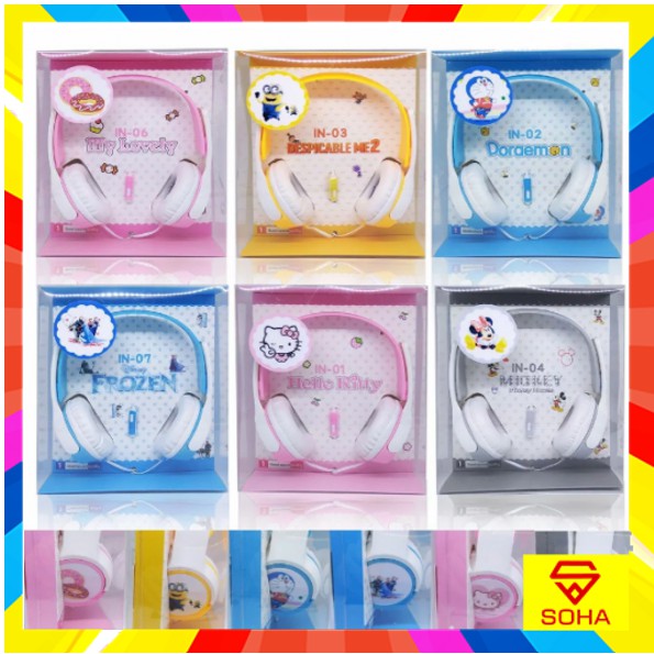 HGM-010 Headphone Karakter Kartun / Headset Kabel Cartoon / Headset Bando Motif Earphone Pl