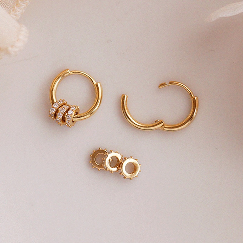 [ACKER] Anting-anting Hoop Zircon Kecil Yang Indah Anting-Anting Drop Lingkaran Emas Anting-Anting Tindik Sederhana