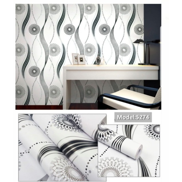 HW21 Wallpaper Dinding Sticker Tempel COOL BLACK 45cm x 10m MOTIF