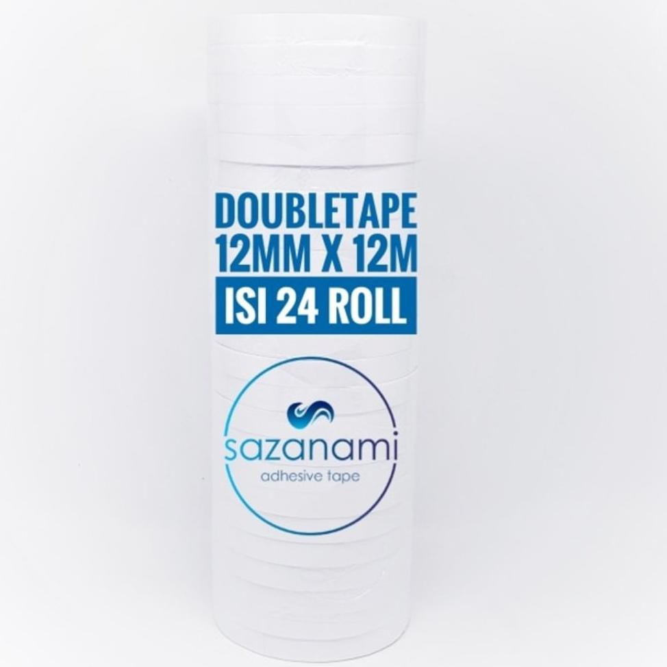 

TERMURAH DOUBLE TAPE 12MM x 12 METER DOUBLETAPE KERTAS PUTIH SAZANAMI ISI 24ROL