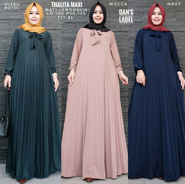  Gamis Plisket Lemonskin Tamara Dress Maxy Jumbo Shopee 