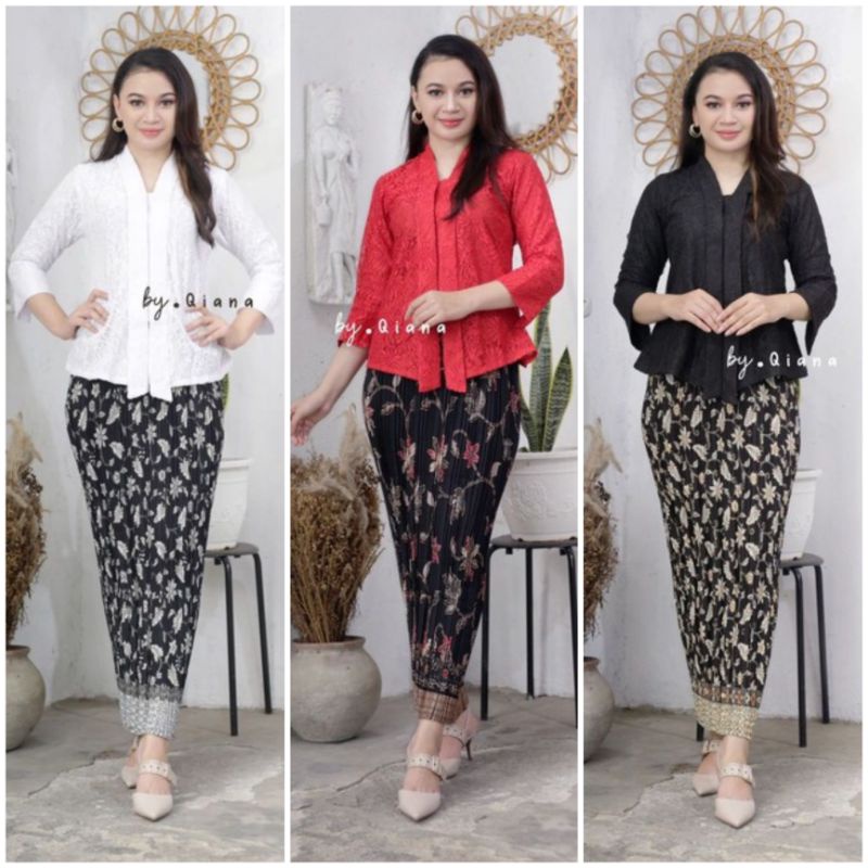 setelan kebaya brukat modern / kebaya kutu baru hijab /  kebaya kondangan wanita modern / setelan ku