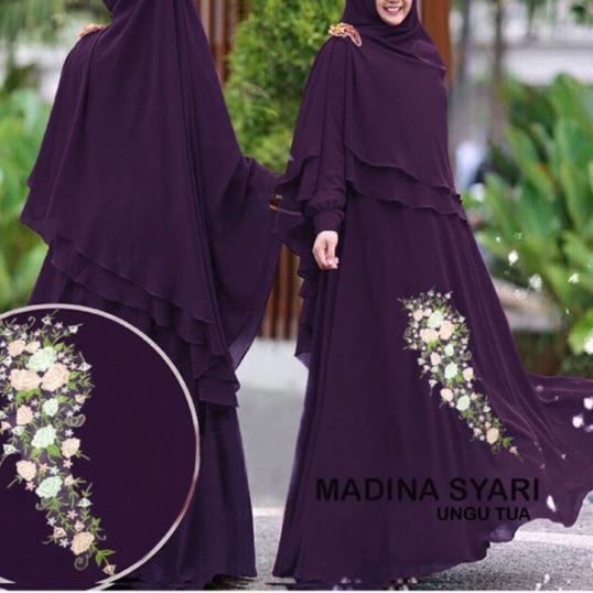 (RA-138)-ABA agen baju dress muslim GAMIS MADINA SET KHIMAR-Paling Laris