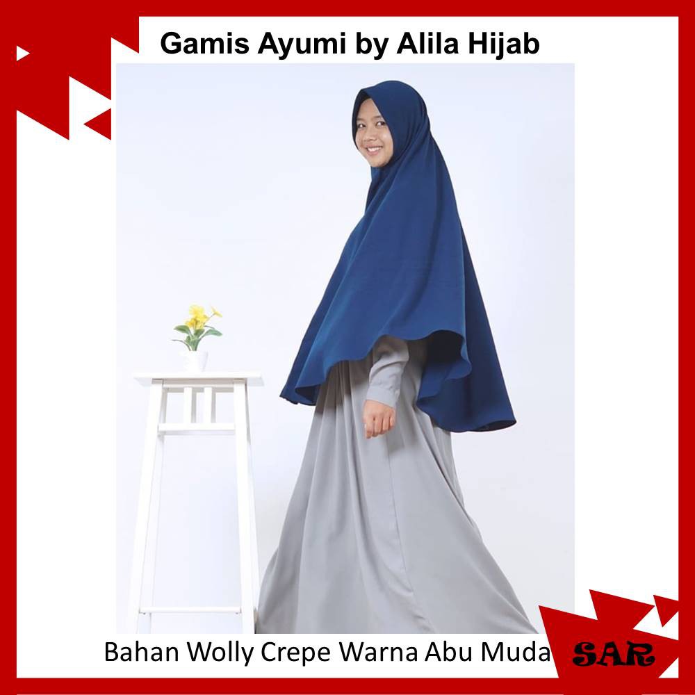 Gamis Ayumi Polos Syari Busuifriendly Wudhufriendly Bahan Wolly Crepe by Alila Hijab