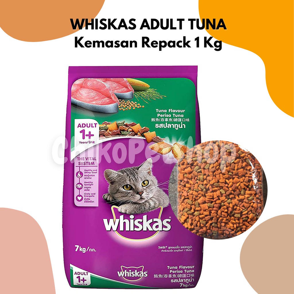 WHISKAS TUNA Makanan Kucing Dewasa Wiskas Wiskash Kemasan 1KG