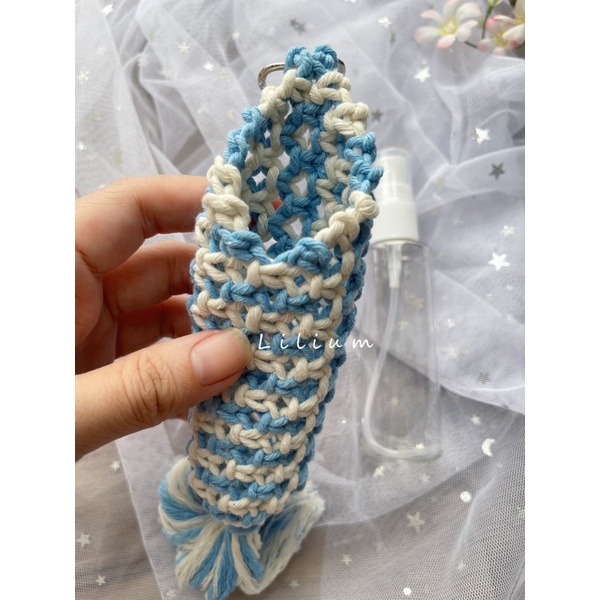 keychain macrame sanitizer holder gantungan tas botol spray handmade