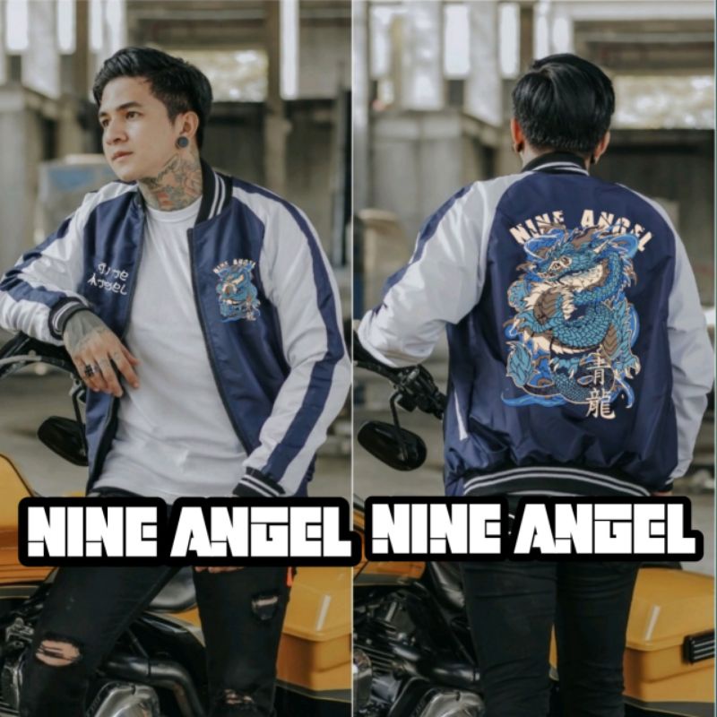 Sukajan Jaket Baseball Blue Series Dragon And White Tiger Terbaru 2022 Quality Premium Original Dist