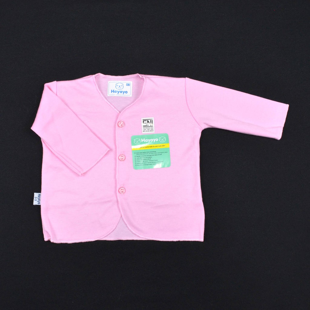 HAYAYO 1 Pcs Baju Lengan Panjang Bayi/Baby Warna (0-6M)| Baju Bayi Cewek / Cowok Newborn Murah-Pink