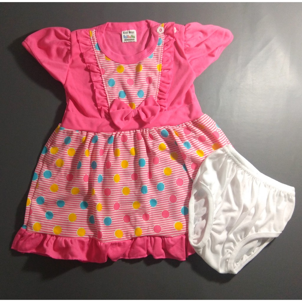 Baju Dress Bayi Syifana Polkadot Salur