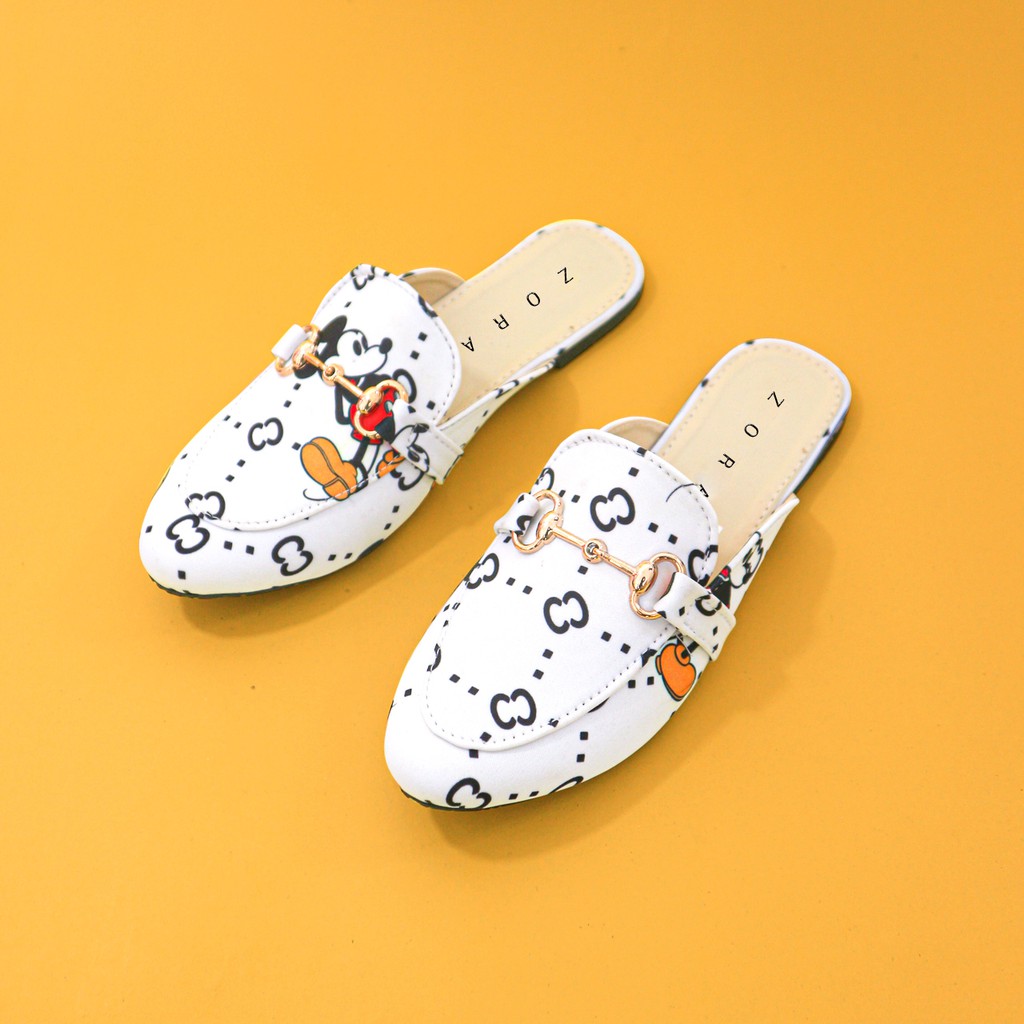 Sandal Wanita Zora Flat Shoes Mickey Mouse