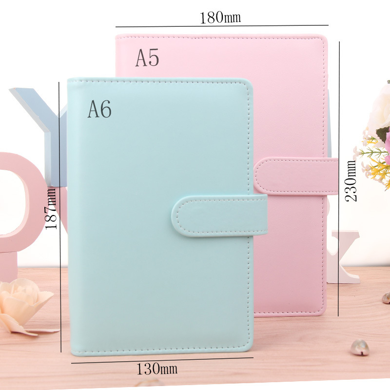 Buku Notebook / Catatan / Agenda / Diary Cover Kulit Pu Warna Macaron Ukuran A5 / A6