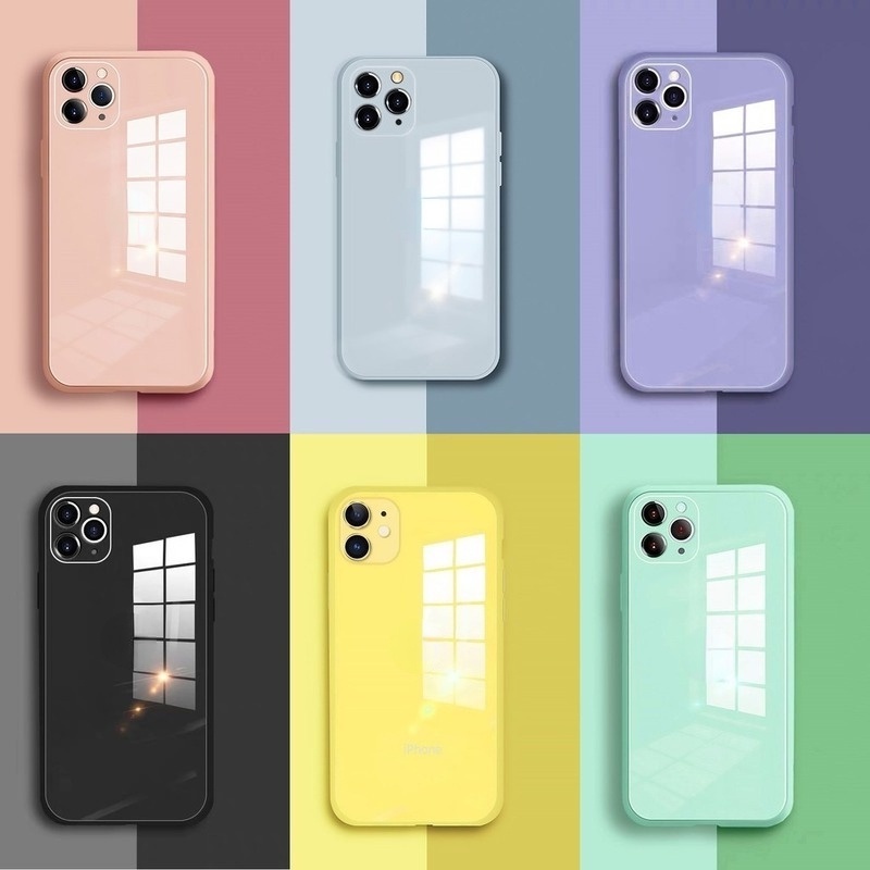 Hard Case Tempered Glass Warna Macaron Untuk I11 Pro XR XS Max SE2 I6 7 8Plus