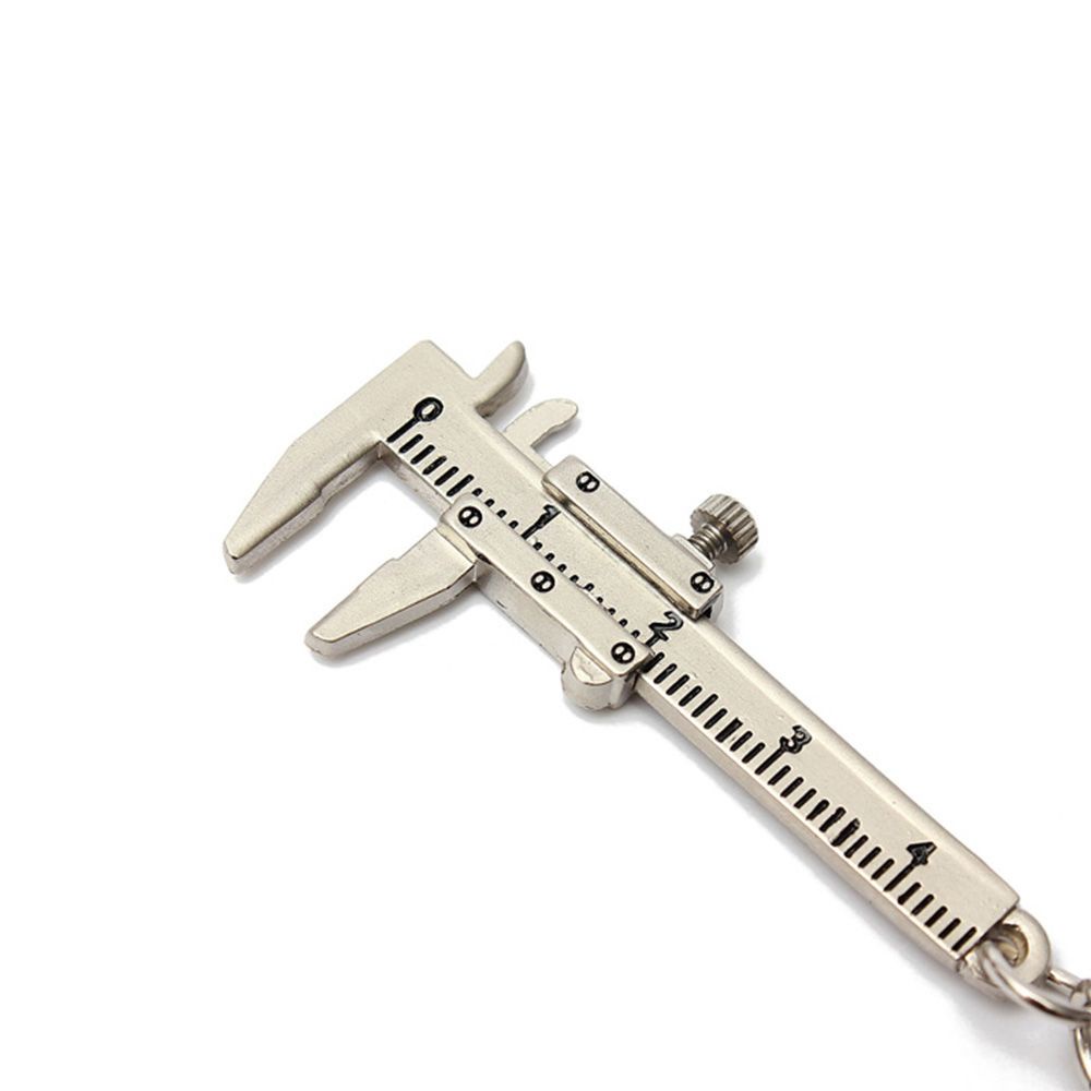 MXBEAUTY 1Pcs Keyring Novelty Vernier Caliper Key Chain Silver Slide Ruler Movable Useful Metal Jewelry Accessories/Multicolor