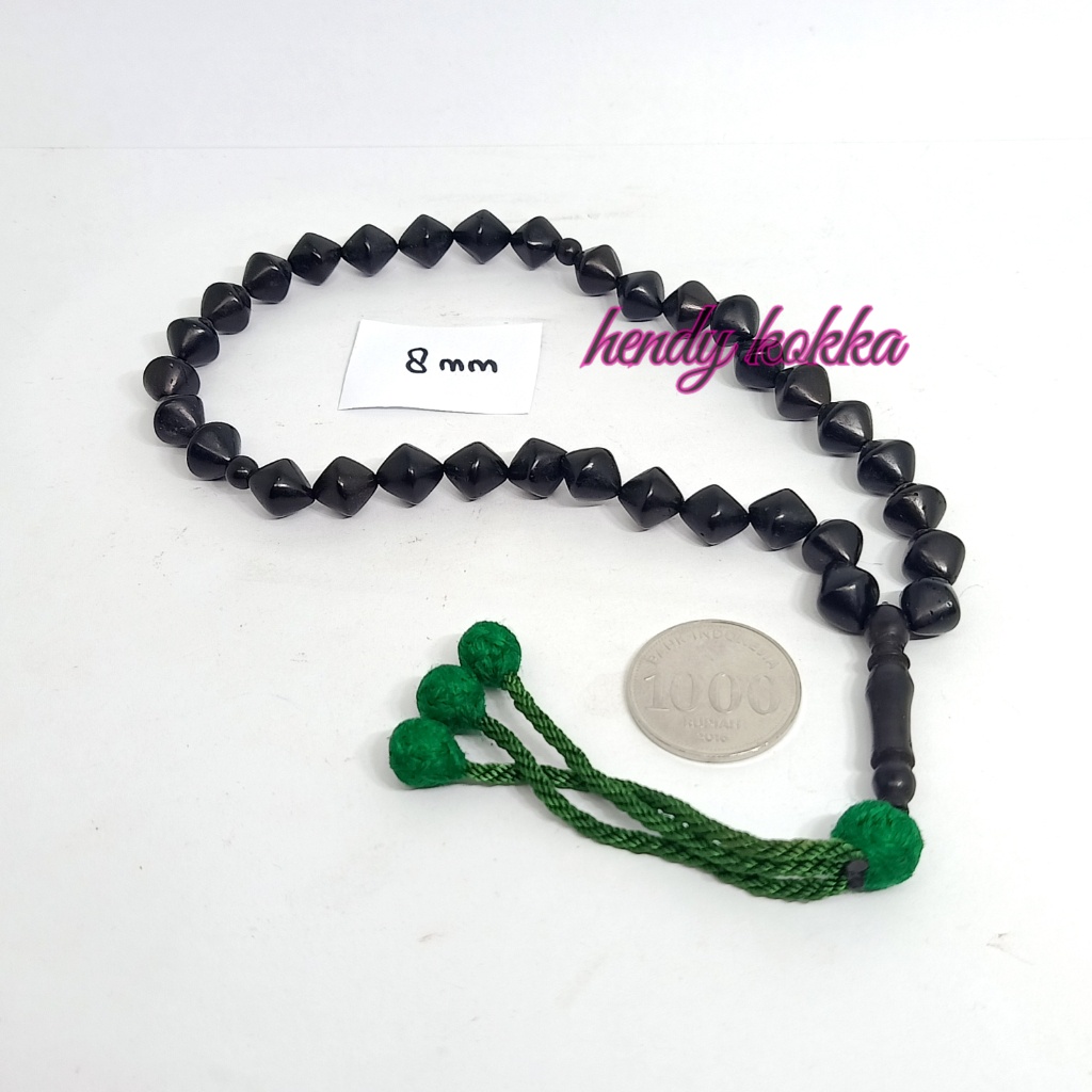 tasbih 33 kokka kaukah kaokah wajik rumbai 8mm hitam