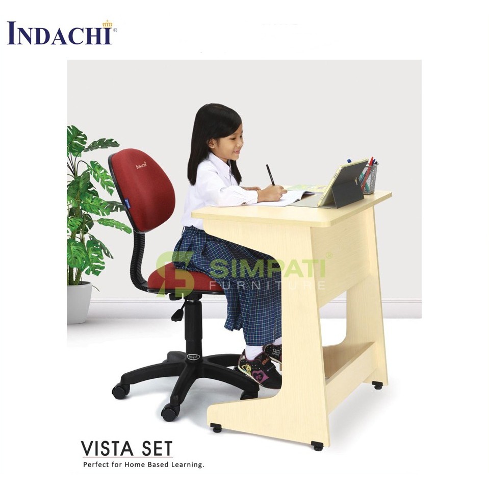 Paket Meja Belajar + Kursi Kantor Vista Indachi