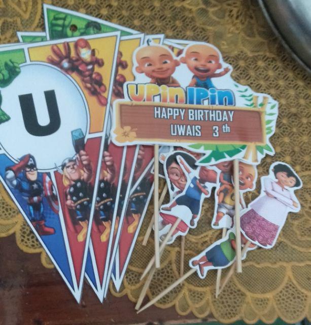 Topper Cake/cupcake Tambah Nama, Hiasan Kue Ulang Tahun, Motif <br />upin Ipin